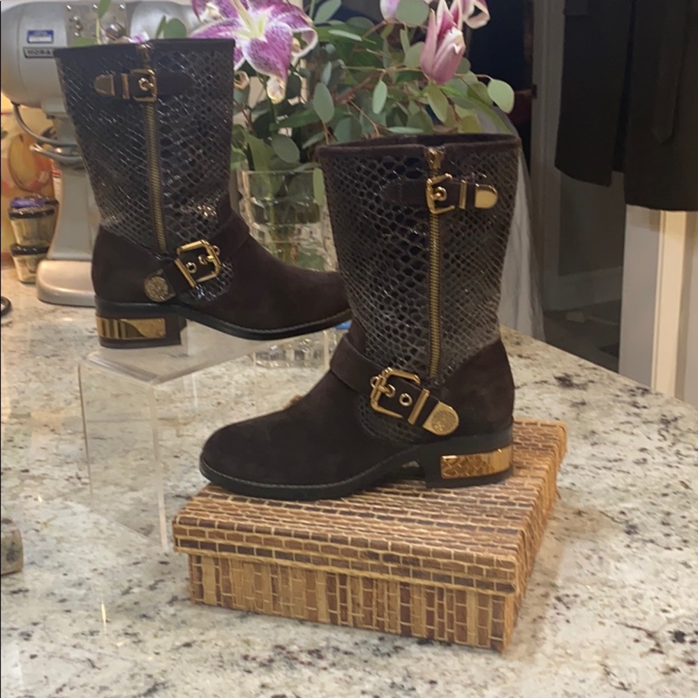 Vince Camuto Winchell Brown Leather Reptile Boot